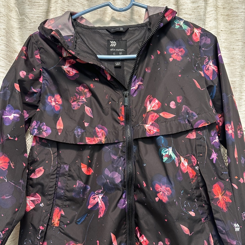 All in Motion Black and Pink Ski Jacket Floral Design